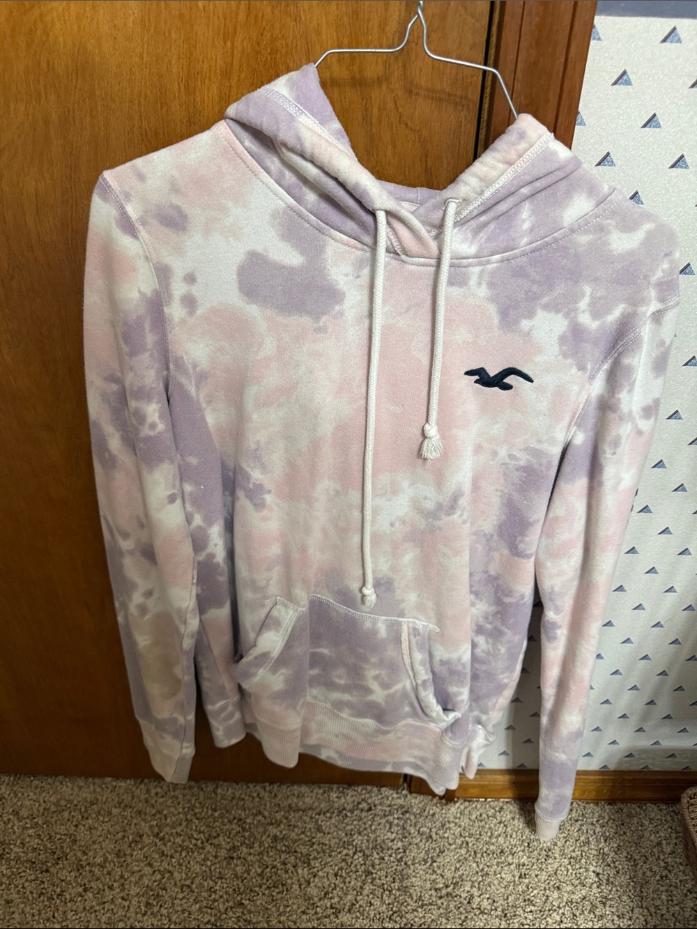Hollister Tie-Dye Crewneck Hoodie in Pink & Lavender